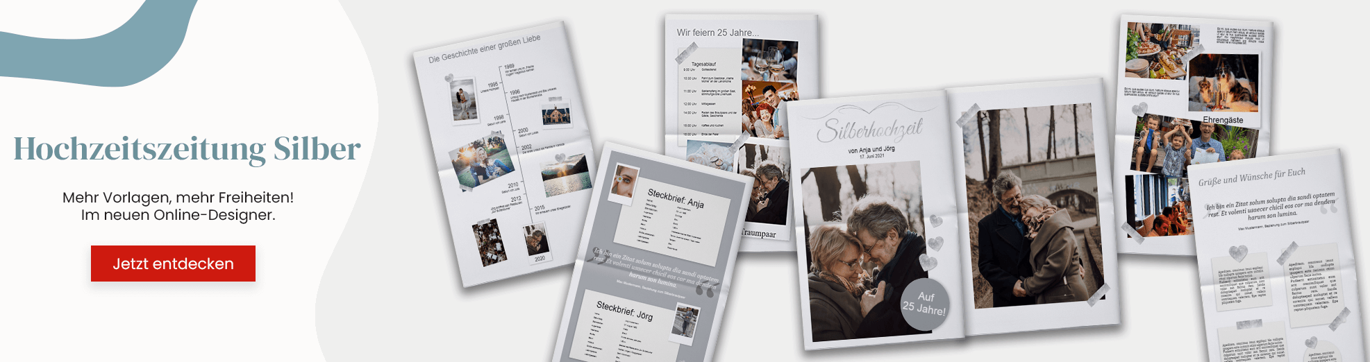 Mehr Vorlagen für Silberne Hochzeitszeitungen im neuen Online-Designer