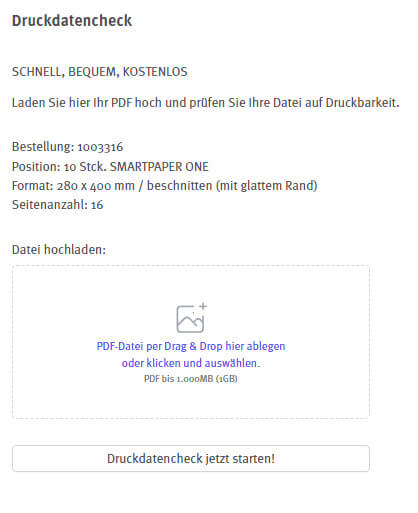 Druckdatencheck für Zeitung starten