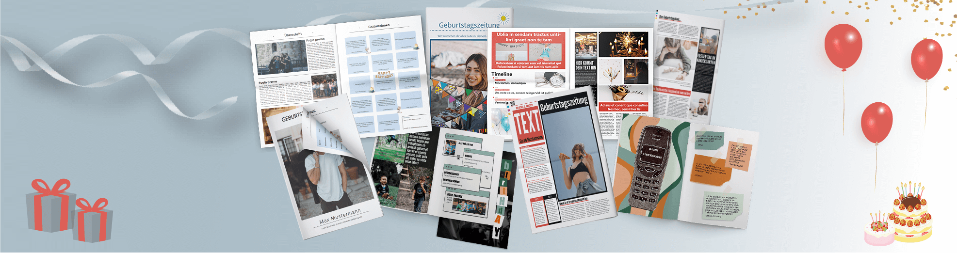 Mehr Vorlagen für Geburtstagszeitungen im Webshop Smartpaper24.com entdecken
