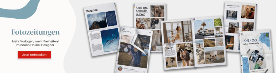 Mehr Vorlagen für Fotozeitung im neuen Online-Designer