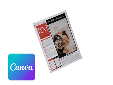 Hochzeitszeitung im Boulevardstil online mit Canva gestalten