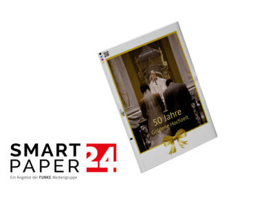 Goldene Hochzeitszeitung mit Online-Designer von Smartpaper24 gestalten