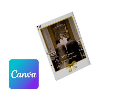 Goldene Hochzeitszeitung online mit Canva gestalten