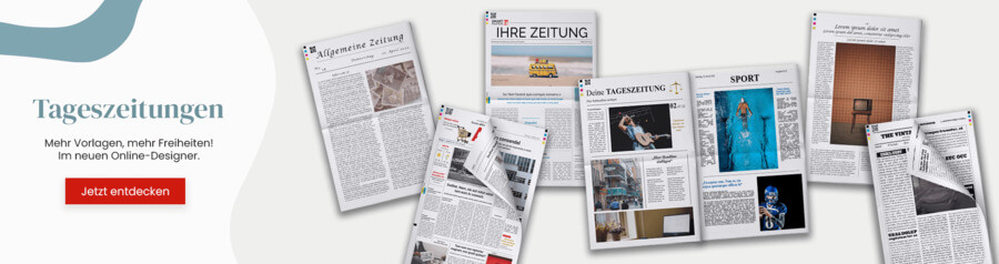 Mehr Vorlagen für Hochzeitszeitungen im neuen Online-Designer