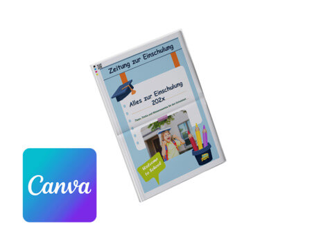 Zeitung zur Einschulung online mit Canva gestalten