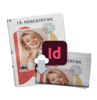 Vorlage für Geburtstagszeitung zum 18. Geburtstag als InDesign-Datei downloaden