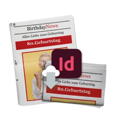 Vorlage für Geburtstagszeitung zum 80. Geburtstag als InDesign-Datei downloaden