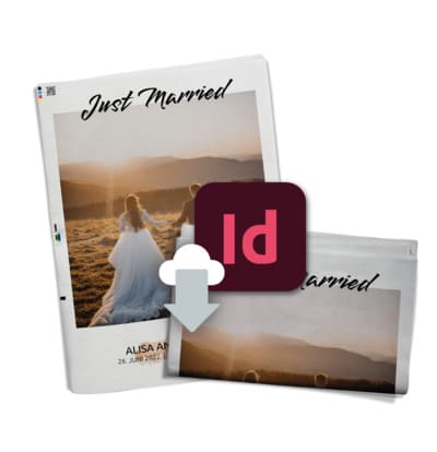 Vorlage für Hochzeitszeitung Aquarell als InDesign-Datei downloaden
