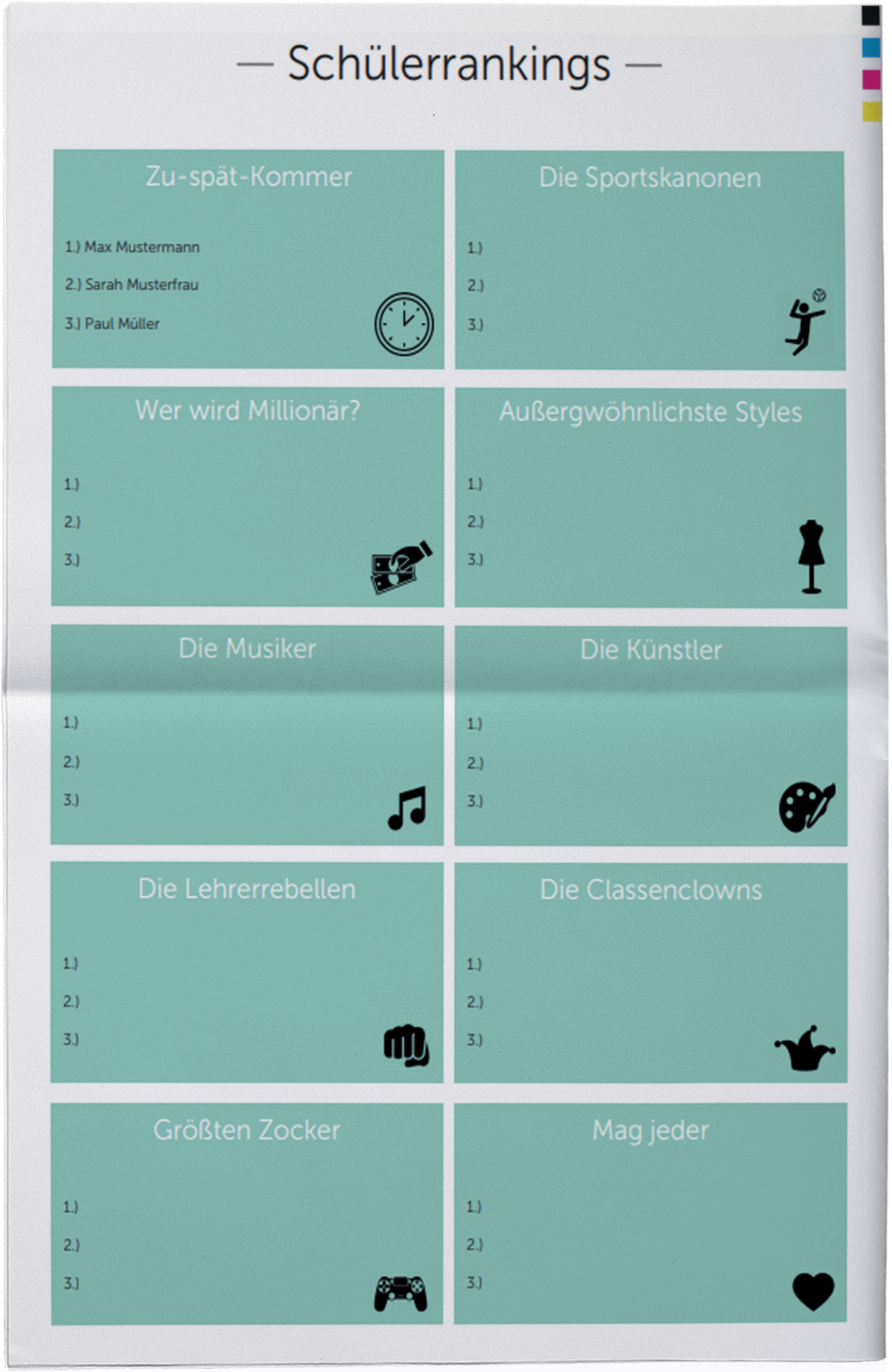 Vorlage für Schülerzeitung mit Rankings